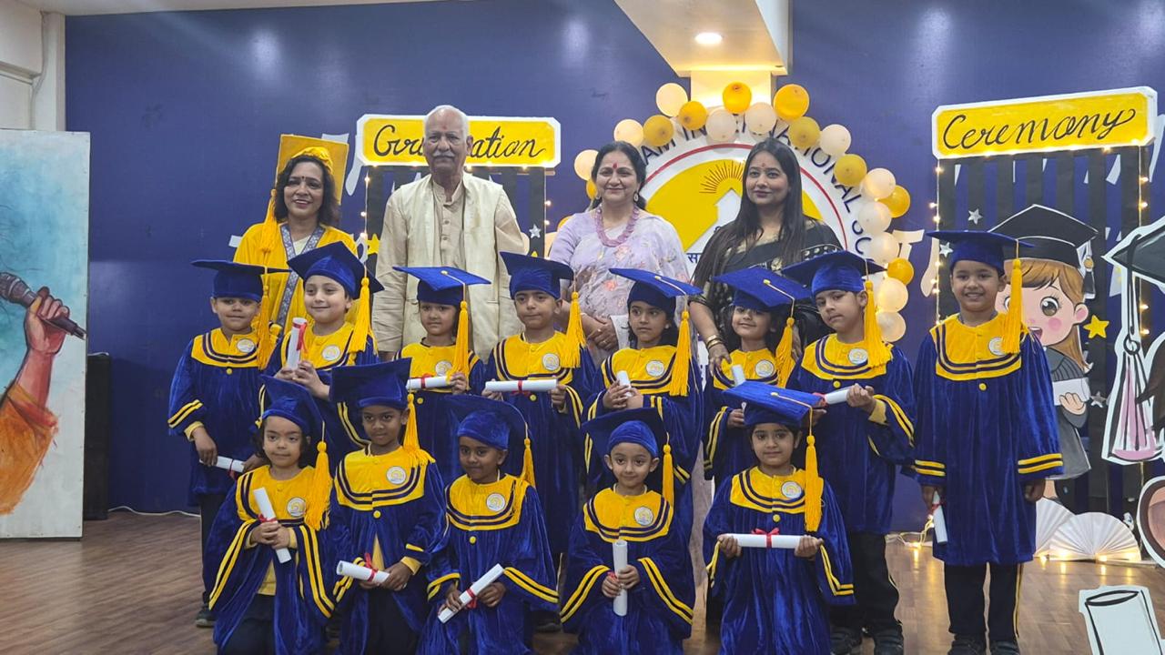 Students and faculty of Satyakaam International School